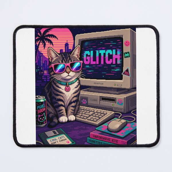 Item preview, Retro 90s Pixel Cat - Vaporwave Aesthetic Glitch Art designed and sold by morikuma.