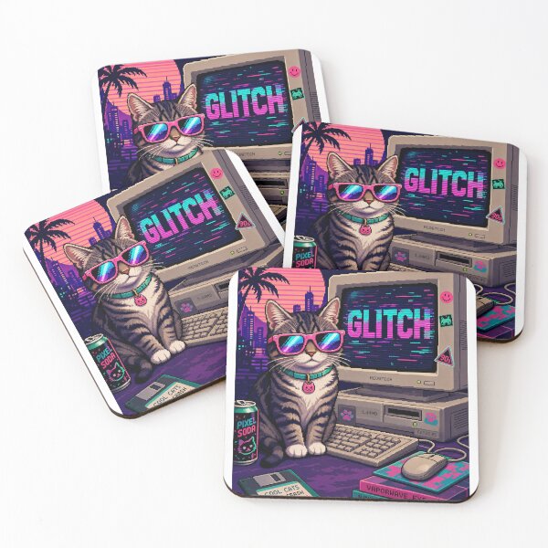 Item preview, Retro 90s Pixel Cat - Vaporwave Aesthetic Glitch Art designed and sold by morikuma.