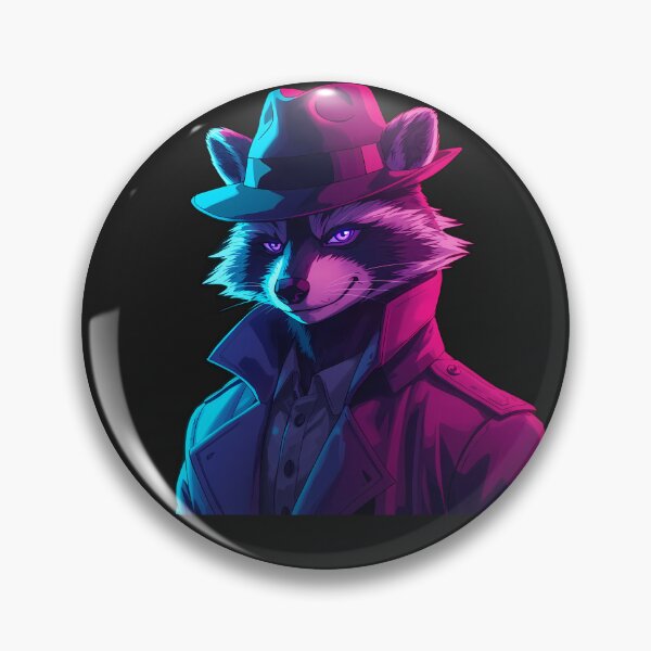 Item preview, Neon Detective Raccoon - Synthwave Cyberpunk Noir designed and sold by Swizzy2vore.