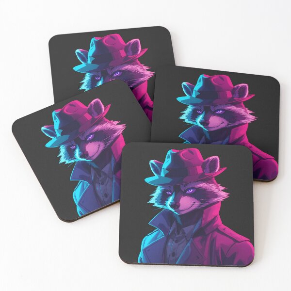 Item preview, Neon Detective Raccoon - Synthwave Cyberpunk Noir designed and sold by Swizzy2vore.