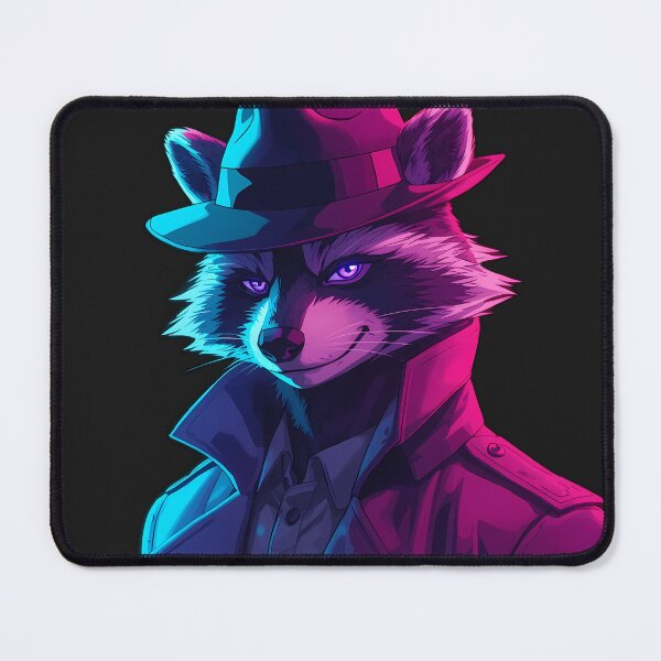 Item preview, Neon Detective Raccoon - Synthwave Cyberpunk Noir designed and sold by Swizzy2vore.