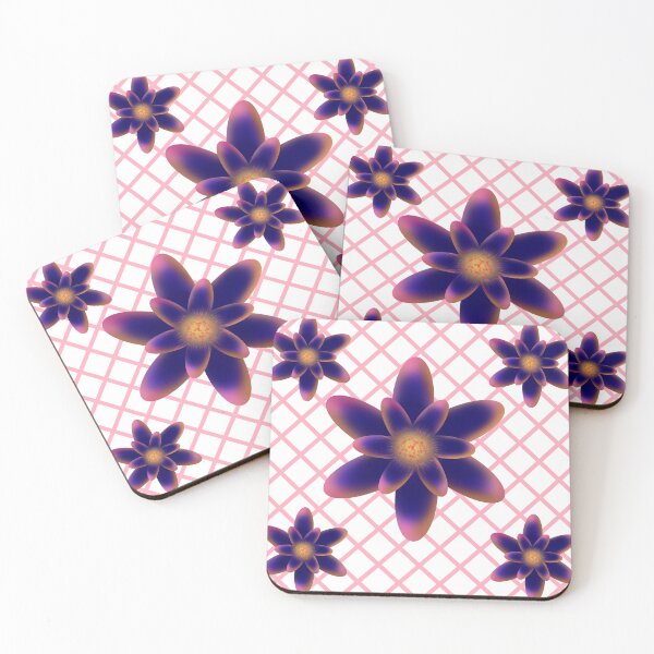 Item preview, Midnight Bloom Floral Pattern | Purple Blue Gradient Flowers on Pink Lattice | Modern Botanical Illustration designed and sold by HopeAndHustle.