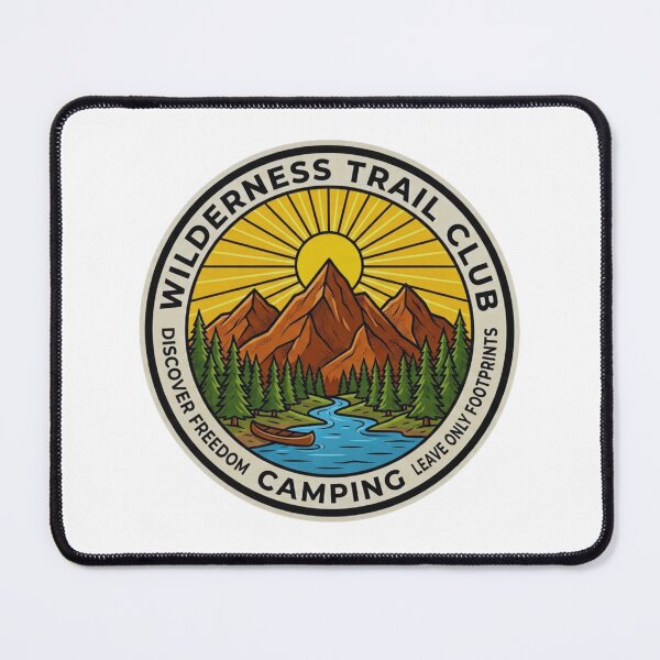 Item preview, Retro Wilderness Trail Club Camping Circular Badge with Canoe and Mountain designed and sold by GabeMountainArt.