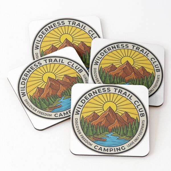 Item preview, Retro Wilderness Trail Club Camping Circular Badge with Canoe and Mountain designed and sold by GabeMountainArt.