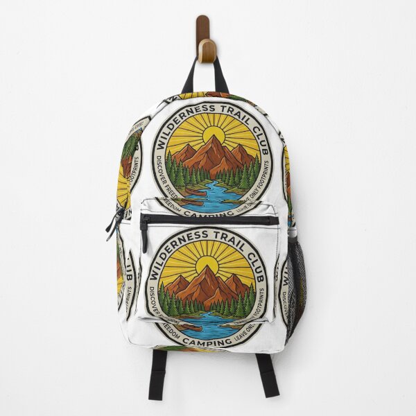 Item preview, Retro Wilderness Trail Club Camping Circular Badge with Canoe and Mountain designed and sold by GabeMountainArt.