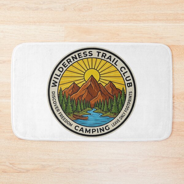 Item preview, Retro Wilderness Trail Club Camping Circular Badge with Canoe and Mountain designed and sold by GabeMountainArt.