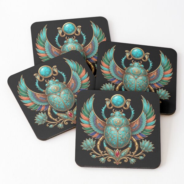Item preview, Turquoise Scarab | Ancient Egyptian Gem Art designed and sold by Zaru Art Studio.