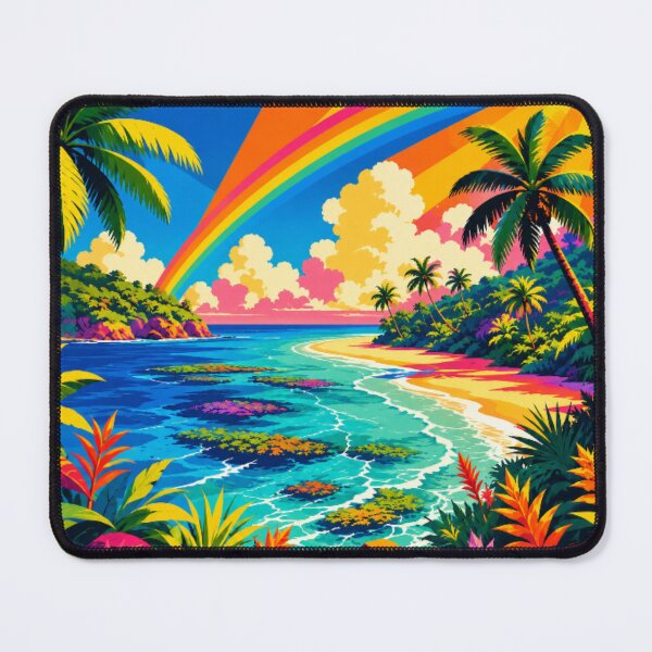 Item preview, Rainbow Tropical Paradise – Vibrant Coastal Beach Landscape | Colorful Summer Wall Art designed and sold by Nexus Space.