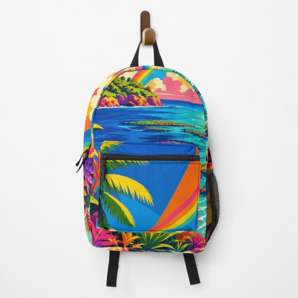 Item preview, Rainbow Tropical Paradise – Vibrant Coastal Beach Landscape | Colorful Summer Wall Art designed and sold by Nexus Space.