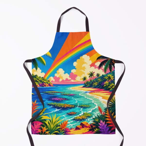Item preview, Rainbow Tropical Paradise – Vibrant Coastal Beach Landscape | Colorful Summer Wall Art designed and sold by Nexus Space.