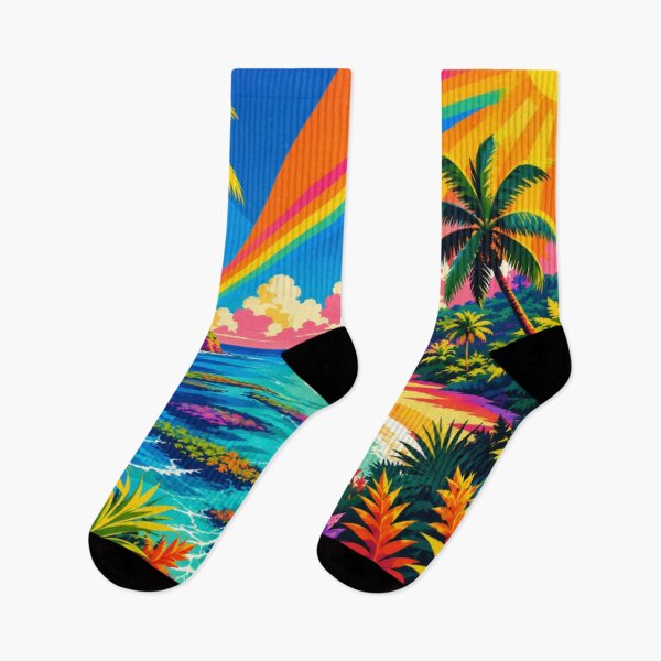 Item preview, Rainbow Tropical Paradise – Vibrant Coastal Beach Landscape | Colorful Summer Wall Art designed and sold by Nexus Space.