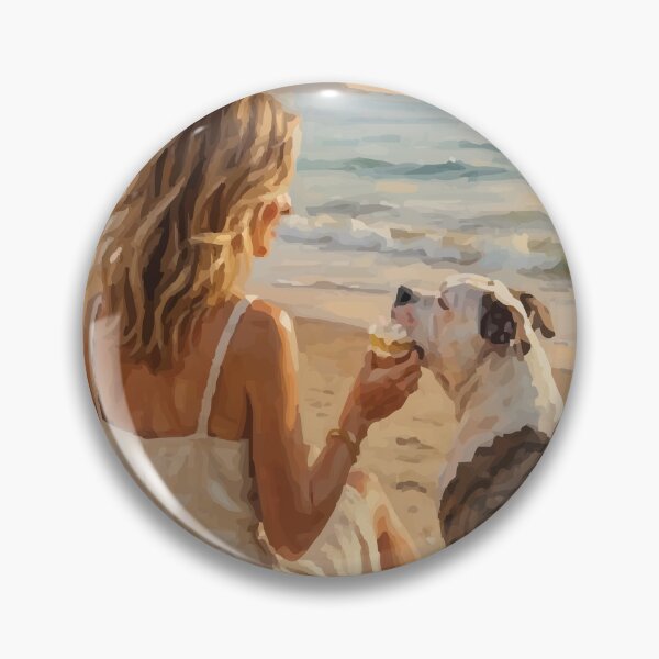 Item preview, Woman and Dog on the Beach at Sunset designed and sold by FawnFeatherCo.