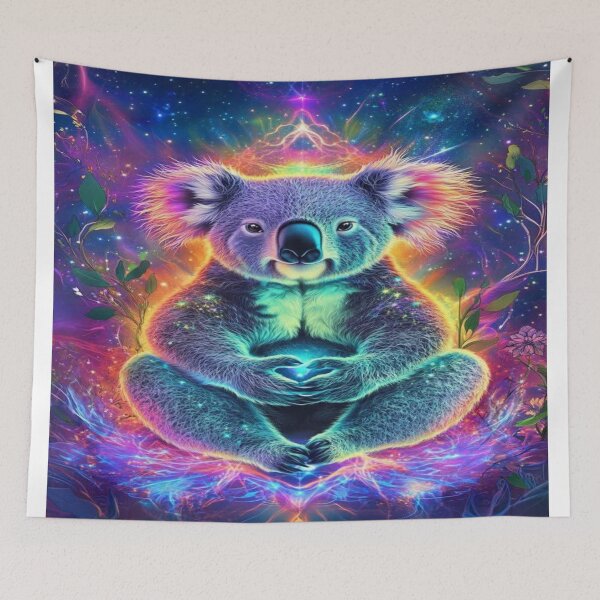 Item preview, The Cosmic Guardian of Inner Peace, Cosmic Meditating Koala - Spiritual Psychedelic Art with Rainbow Aura and Galaxy designed and sold by RAYBIL.