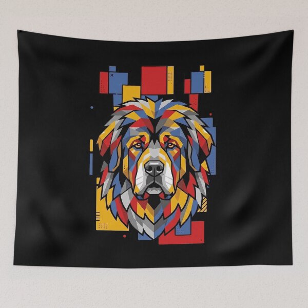 Item preview, Funny Tibetan Mastiff Colorful Blocks Geometric Art Mom Dad Kids designed and sold by FurryHavenPH.