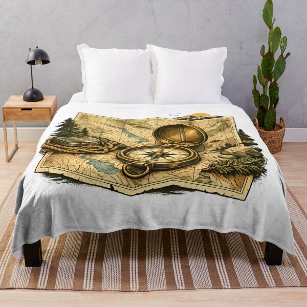 Item preview, Antique topographic map and compass designed and sold by Daily Quirk.