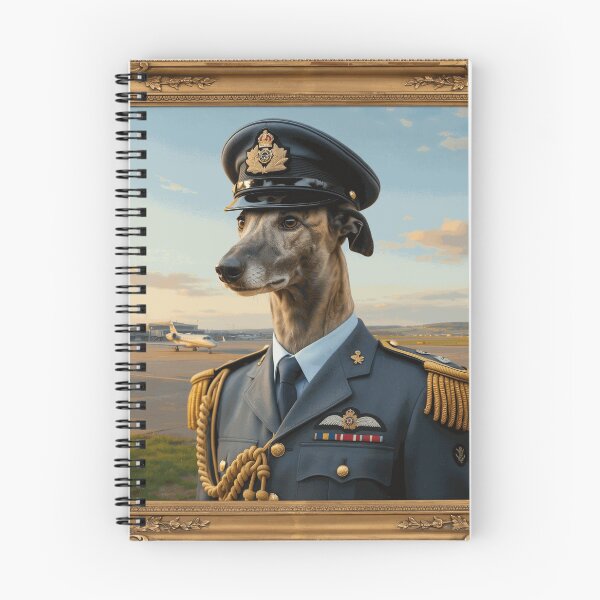 Item preview, istinguished Greyhound Air Force Officer Portrait with Vintage Airport Background designed and sold by RonanHalstead.