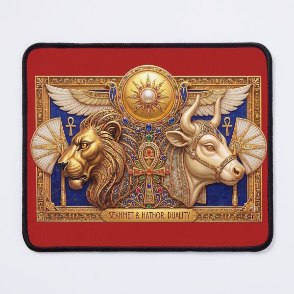 Item preview, Sekhmet and Hathor: Egyptian Duality Golden Goddess Relief designed and sold by sunbowjp stadio.