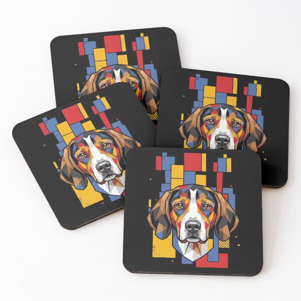 Item preview, Funny Treeing Walker Coonhound Colorful Blocks Geometric Art Mom Dad Kids designed and sold by FurryHavenPH.