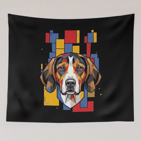 Item preview, Funny Treeing Walker Coonhound Colorful Blocks Geometric Art Mom Dad Kids designed and sold by FurryHavenPH.