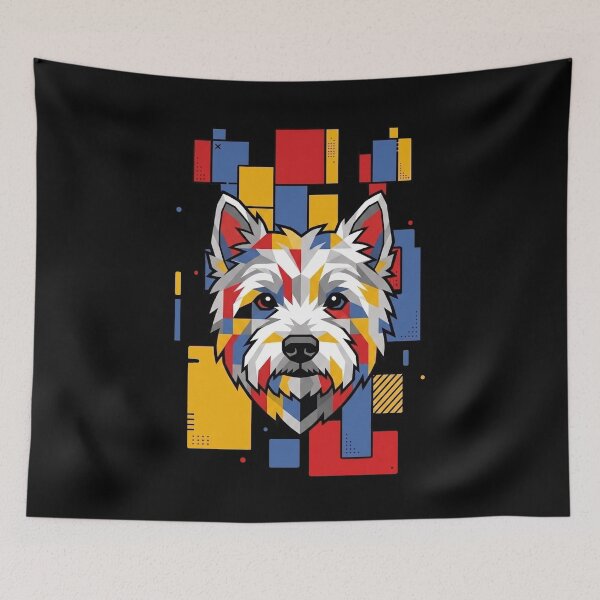 Item preview, Funny West Highland White Terrier Westie Colorful Blocks Geometric Art Mom Dad Kids designed and sold by FurryHavenPH.