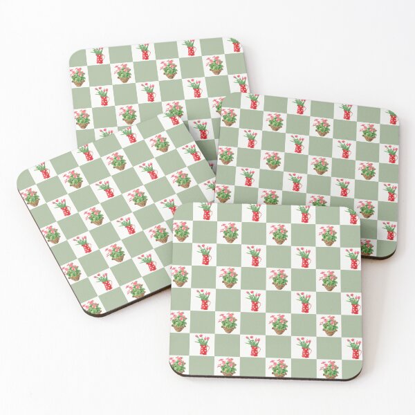 Item preview, Tulip Pitcher Checkered Cottagecore Floral Pattern designed and sold by Zaya_art.