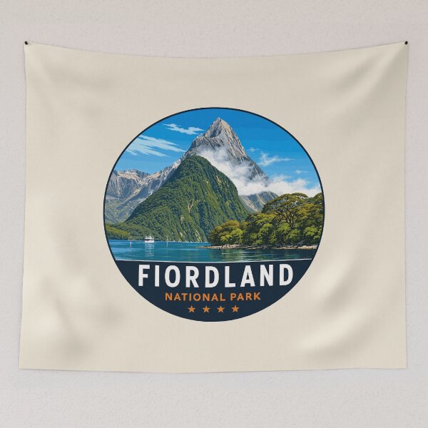 Item preview, Fiordland National Park New Zealand Vintage - Mountain Landscape designed and sold by Gideon Emmerich.