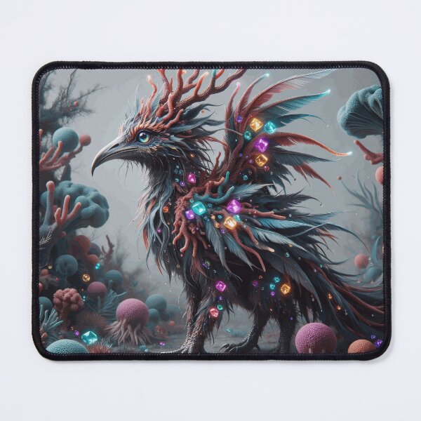 Item preview, Mystical Crystal Raven with Coral Antlers in a Colorful Fantasy Forest designed and sold by BeltranArnal.