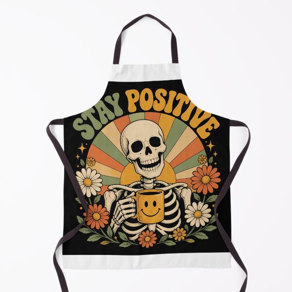 Item preview, Stay Positive Skeleton - Retro Groovy Sunset Floral designed and sold by Swizzy2vore.