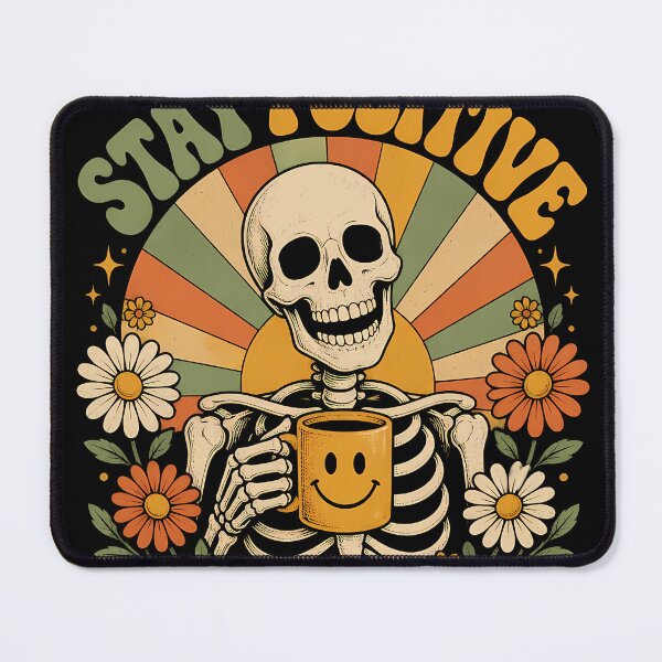 Item preview, Stay Positive Skeleton - Retro Groovy Sunset Floral designed and sold by Swizzy2vore.