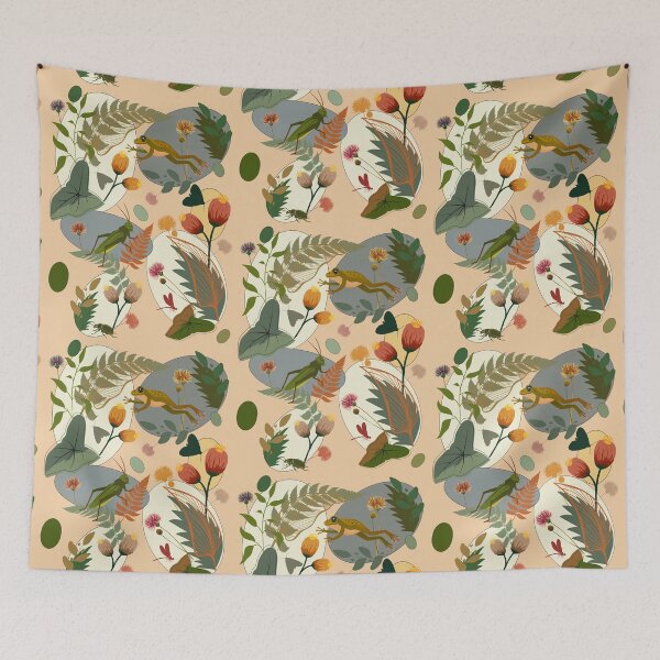Item preview, Summer Garden Wildlife Geometric Oval Pattern designed and sold by Vibria Pattern Studio.