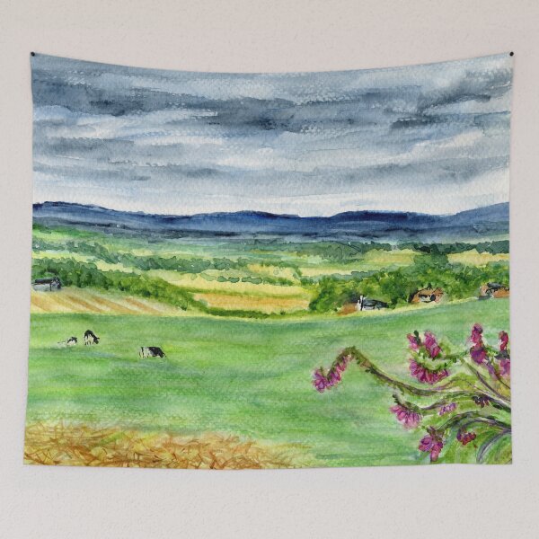 Item preview, View from Old Hall Farm near Frodsham, Cheshire designed and sold by LymphomaLass.