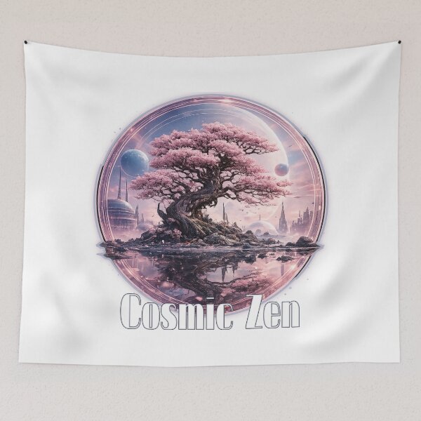 Item preview, Cosmic Sakura – Futuristic Cherry Blossom Tree | Sci-Fi Fantasy Landscape | Pink Space Art designed and sold by A-T-H.