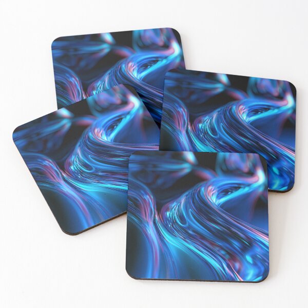 Item preview, Neon blue fluid metallic texture with dynamic light curves designed and sold by ingapv.