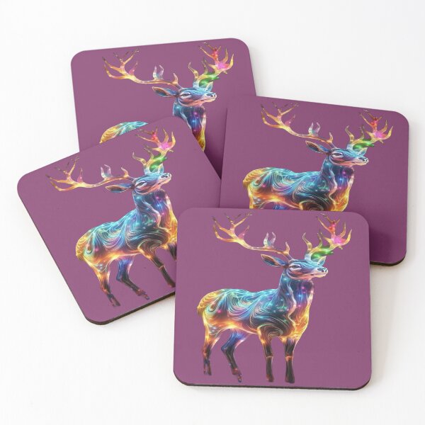 Item preview, The Luminous Messenger of the Starry Forest, Rainbow Luminous Deer - Cosmic Neon Art with Sparkling Antlers and Magic Particles designed and sold by RAYBIL.