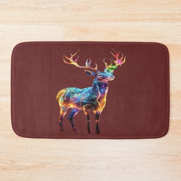 Item preview, The Luminous Messenger of the Starry Forest, Rainbow Luminous Deer - Cosmic Neon Art with Sparkling Antlers and Magic Particles designed and sold by RAYBIL.