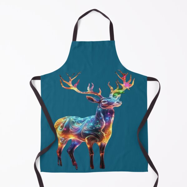 Item preview, The Luminous Messenger of the Starry Forest, Rainbow Luminous Deer - Cosmic Neon Art with Sparkling Antlers and Magic Particles designed and sold by RAYBIL.