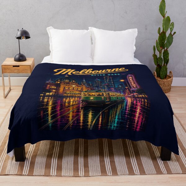 Item preview, Melbourne Tram by Night Neon Vintage | Retro Melbourne Australia Travel Poster | Historic City Tram designed and sold by Globalcitytees.