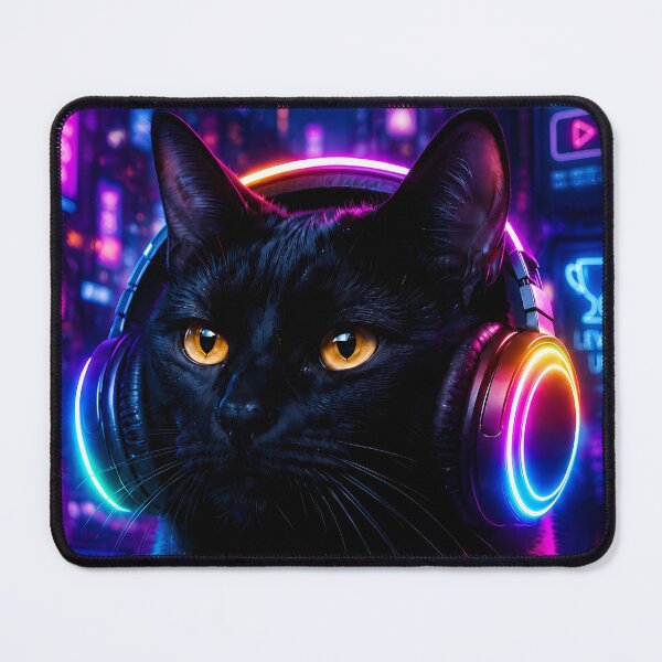 Item preview, Neon Gamer Cat Cyberpunk Art designed and sold by Moodprint5.