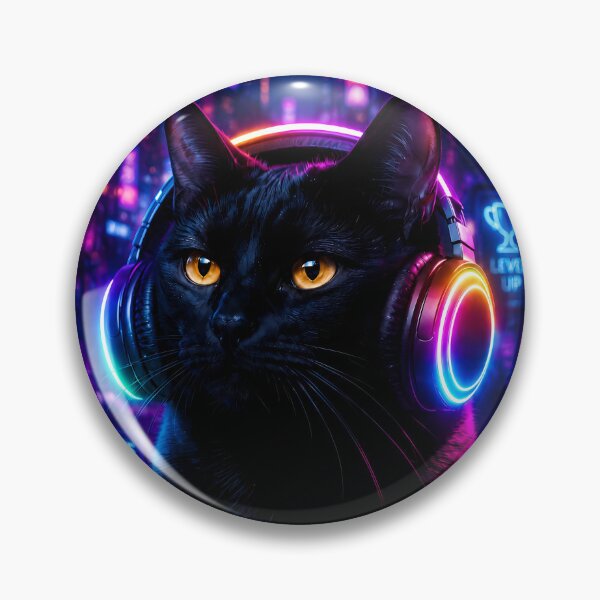 Item preview, Neon Gamer Cat Cyberpunk Art designed and sold by Moodprint5.