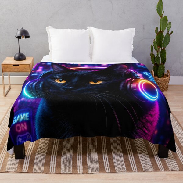Item preview, Neon Gamer Cat Cyberpunk Art designed and sold by Moodprint5.