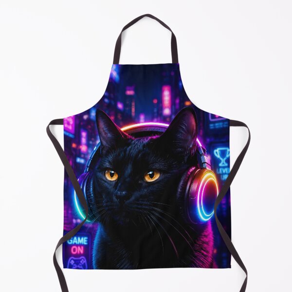 Item preview, Neon Gamer Cat Cyberpunk Art designed and sold by Moodprint5.