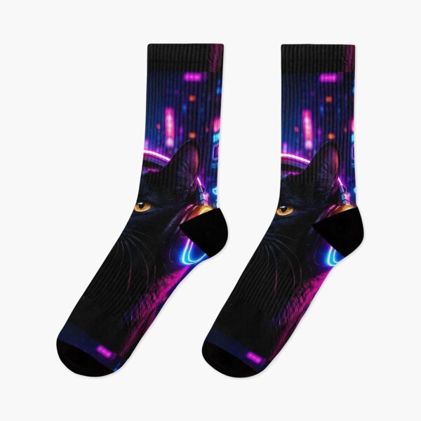 Item preview, Neon Gamer Cat Cyberpunk Art designed and sold by Moodprint5.