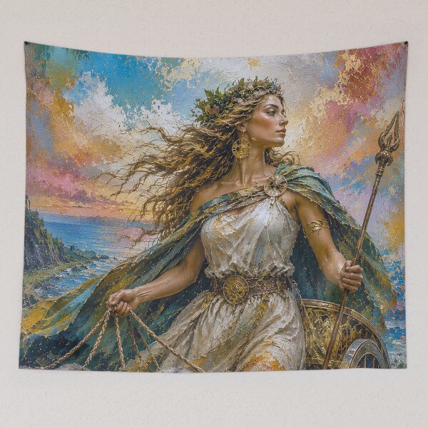 Item preview, Norse Goddess Gefion painting designed and sold by GalleryKauffeld.