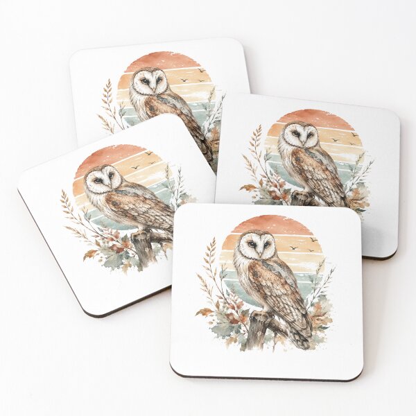 Item preview, Retro Watercolor Barn Owl Autumn Nature Vintage Wildlife designed and sold by Moizento.