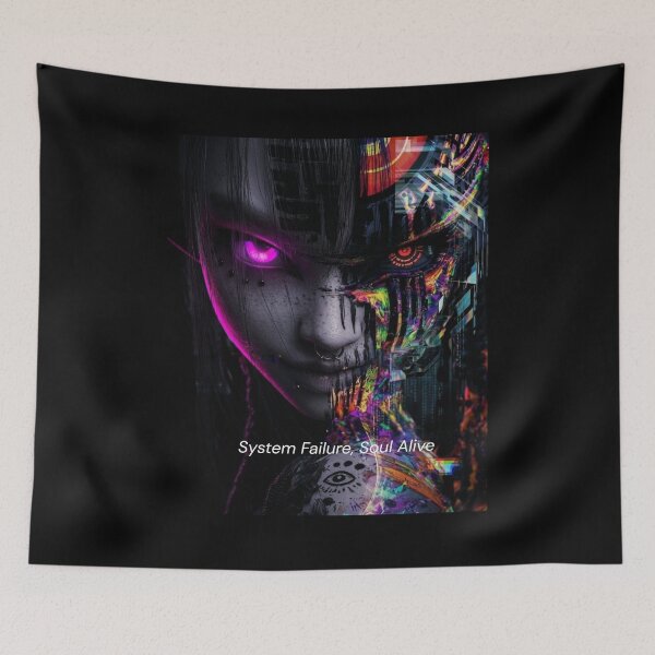 Item preview, Dark Synthwave Cyber Girl - Neon Glitch designed and sold by Xyshope.