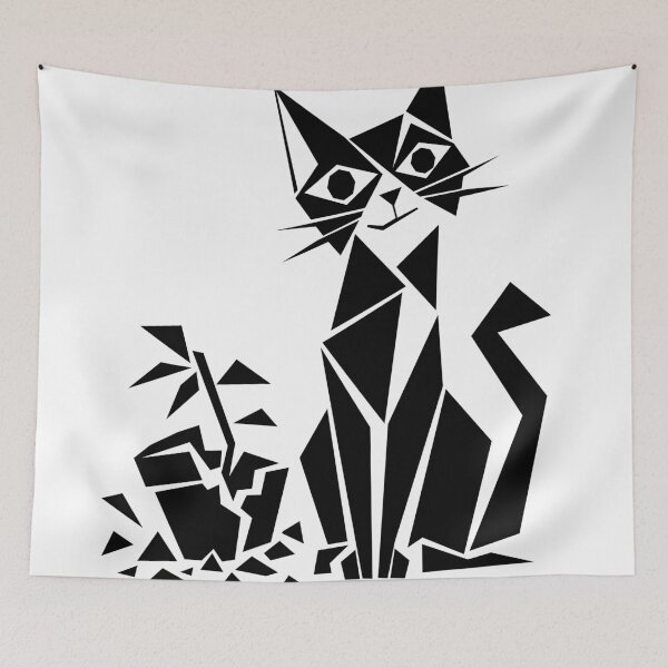 Item preview, Geometric Black Cat and Broken Plant designed and sold by matybrak.