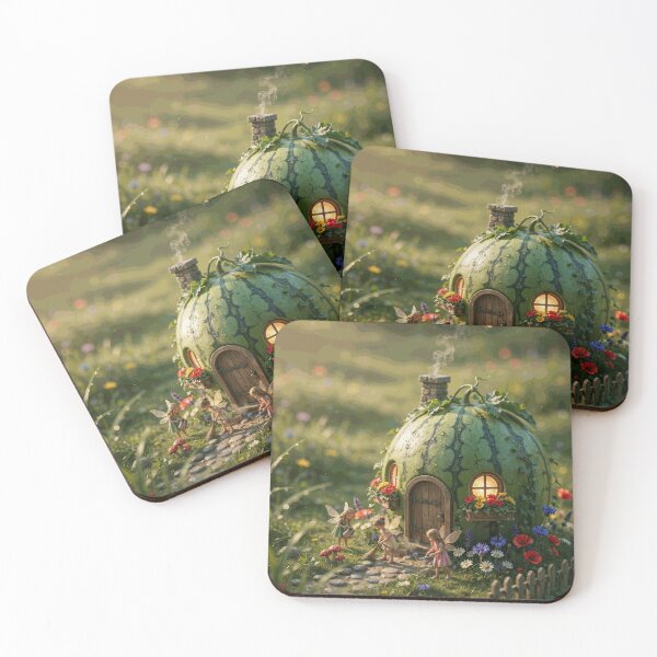 Item preview, Magical Watermelon Fairy Cottage in a Colorful Enchanted Flower Garden designed and sold by BeltranArnal.