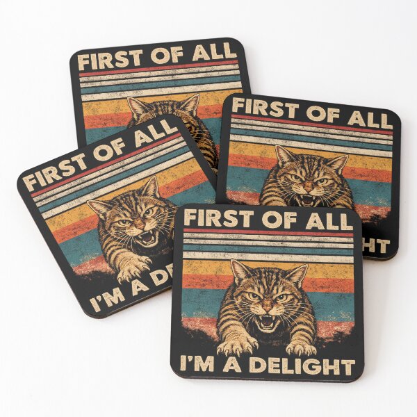 Item preview, Funny Angry Cat Vintage Retro Graphic | First Of All I'm A Delight designed and sold by artCreativeColony.