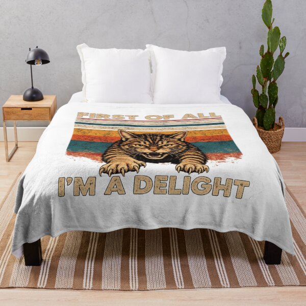 Item preview, Funny Angry Cat Vintage Retro Graphic | First Of All I'm A Delight designed and sold by artCreativeColony.