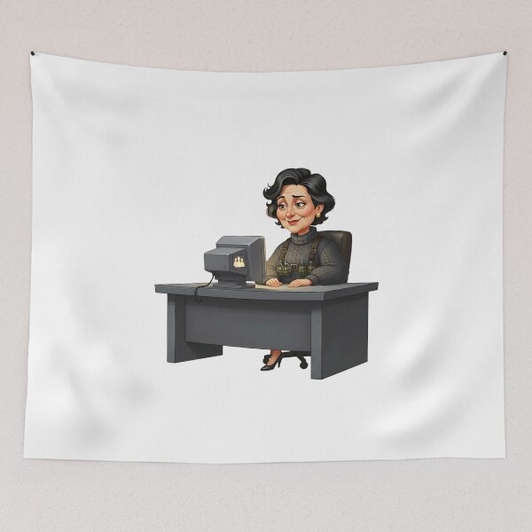 Item preview, Badass Post Apo Grandma Computer Hacker Illustration designed and sold by vk09.